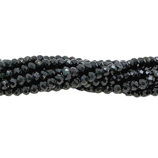 3x4mm Chinese Crystal Rondelles, Jet Black (18.25