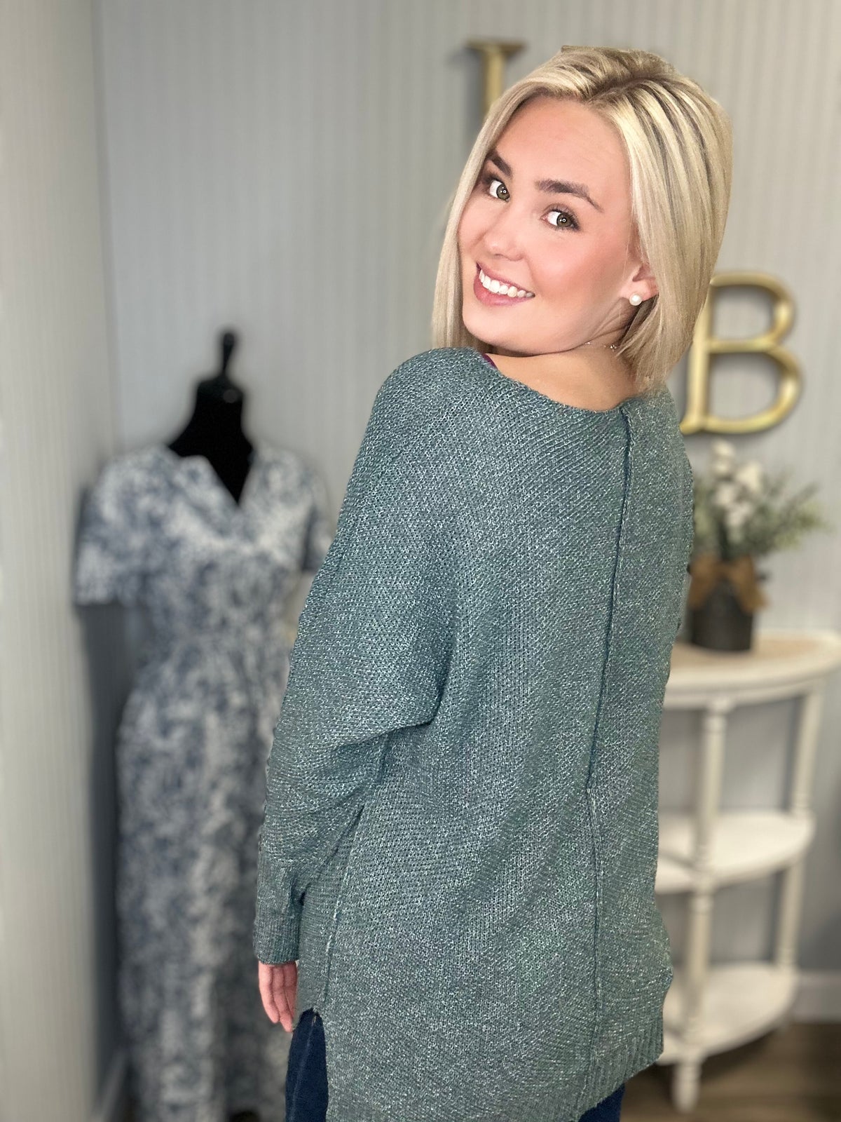 Z Vneck Knit From Seam Hi Low Sweater *Final Sale*