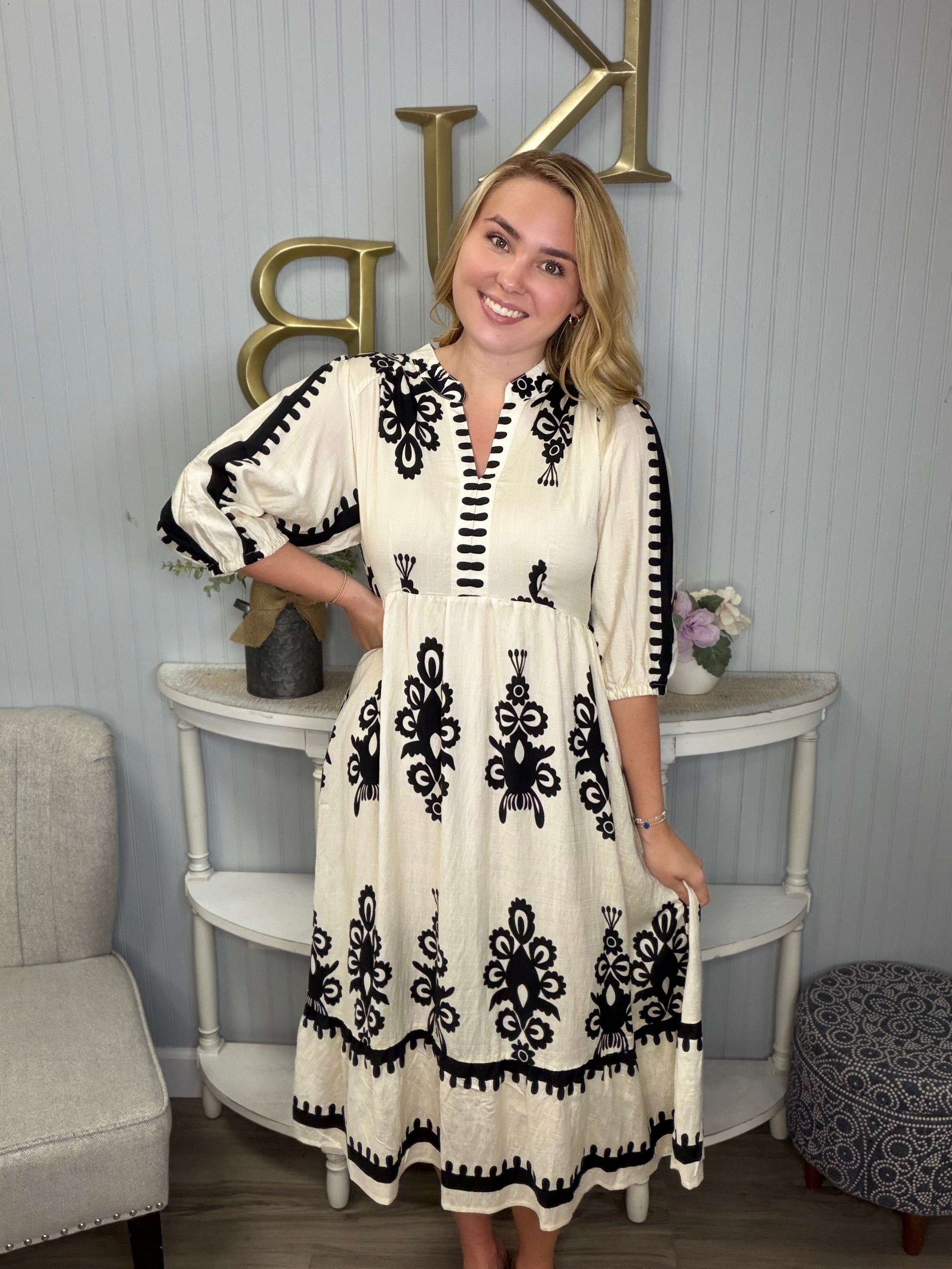 polka dot dress elegant Chic Black and White Polka Dot Sheath Dress Wedding Guest Dresses main image 1