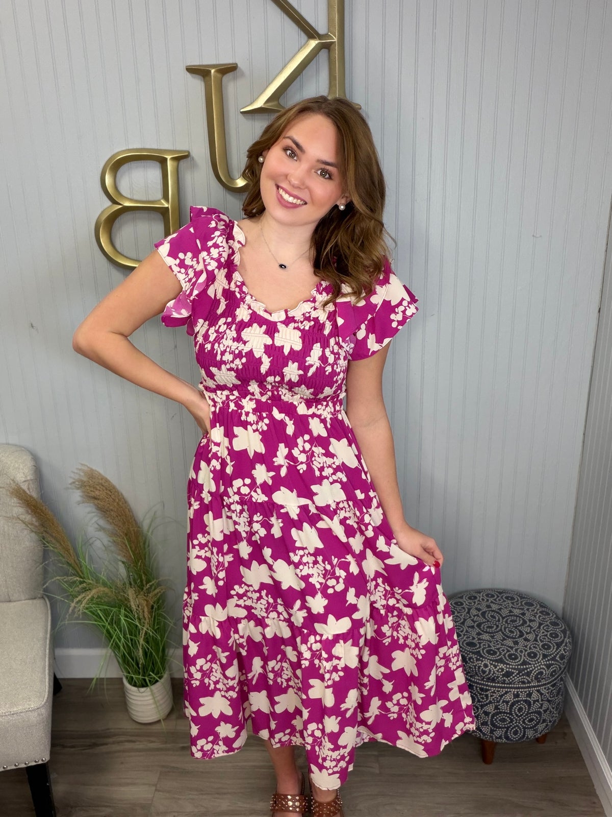 magenta ruched dress Date Night Ruched Dress In Magenta Medium