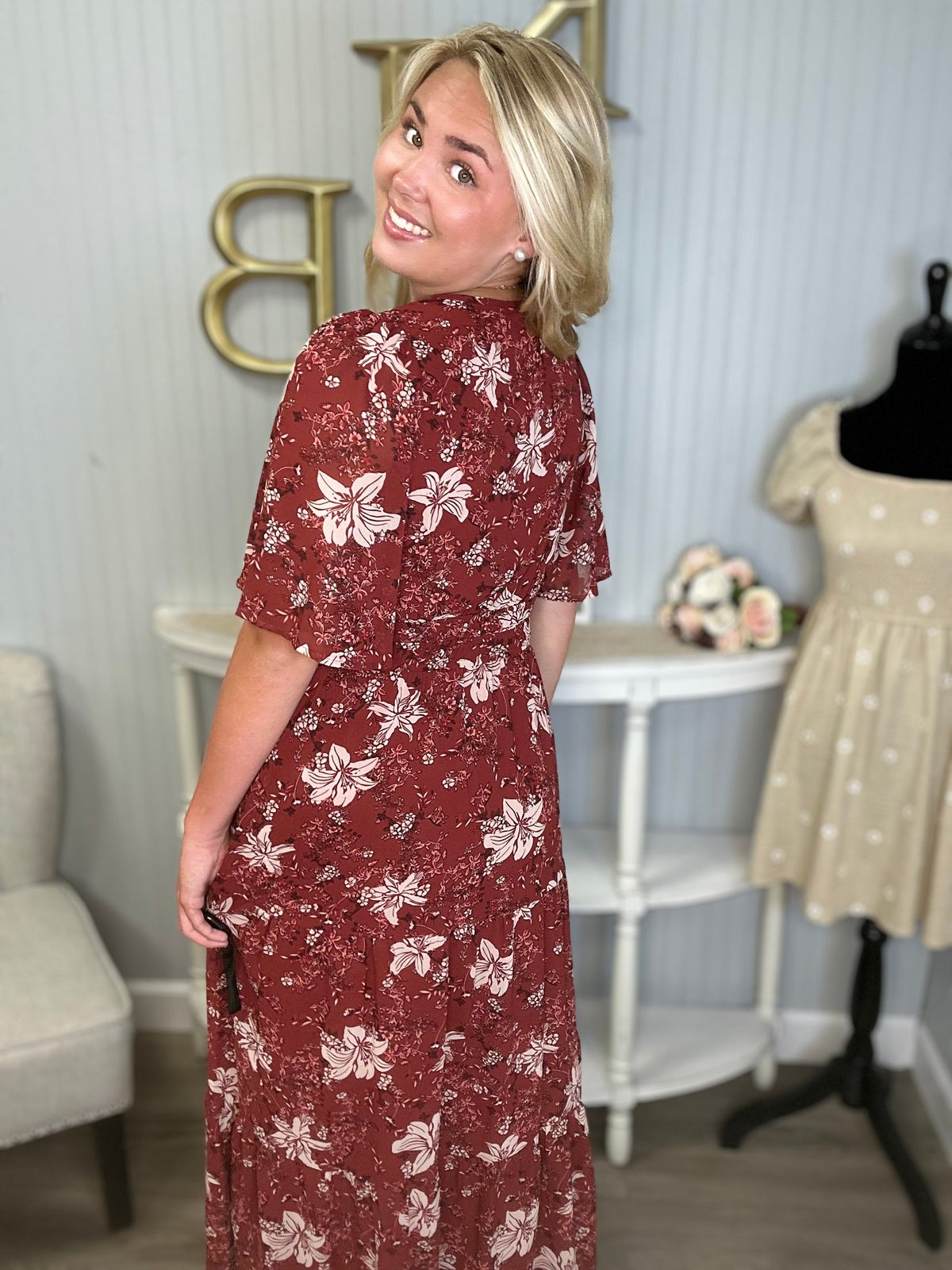 Fall Short Sleeve Vneck Tiered Midi Dress *Final Sale* | Kaley Jase Boutique Fall Short Sleeve Vneck Tiered Midi Dress *Final Sale* | Kaley Jase Boutique