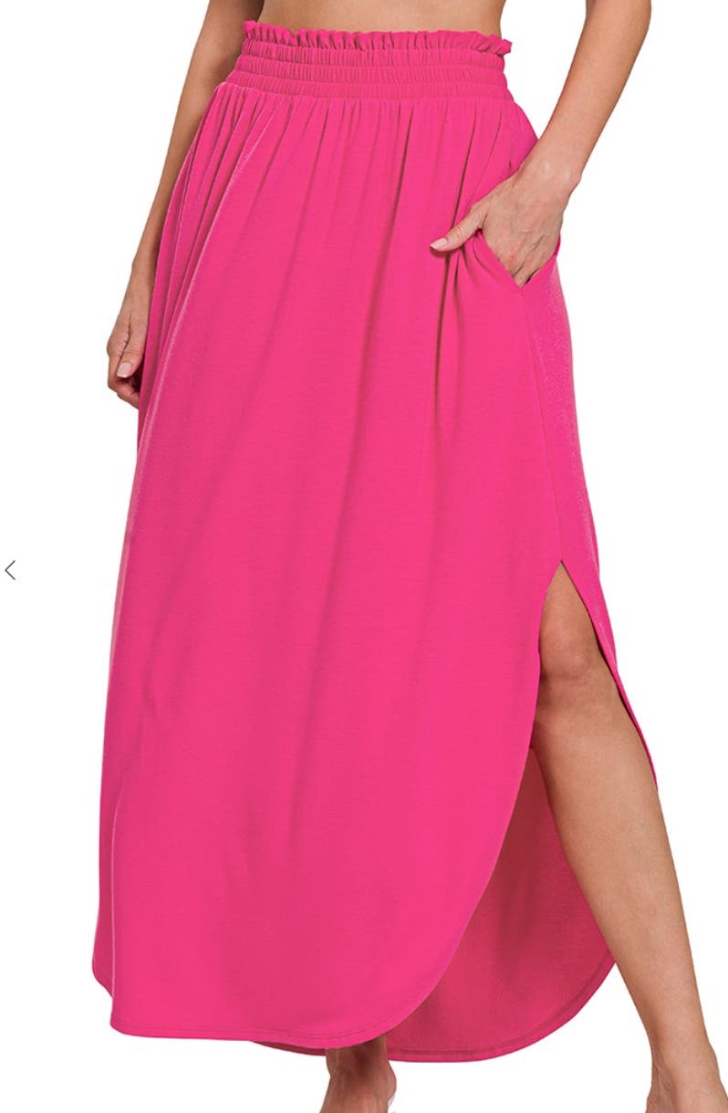 【THE MOZZ】Rize Slit Skirt Z Side Slit Maxi Skirt | Kaley Jase Boutique