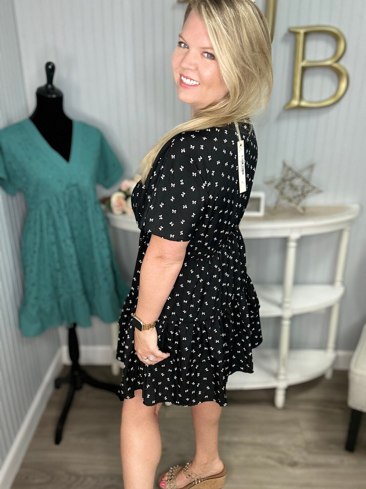 beautiful black dress for wedding Fran Mini Dress ~ Black Knit with Faux Fur – Show Me Your Mumu main image 0