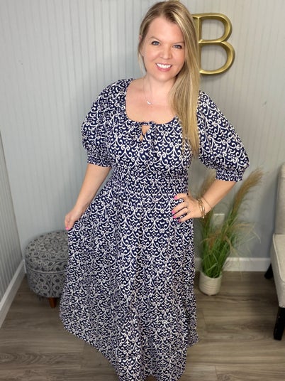 Umgee Peach Teapot Midi Dress - Small Umgee Peach Teapot Midi Dress - Small