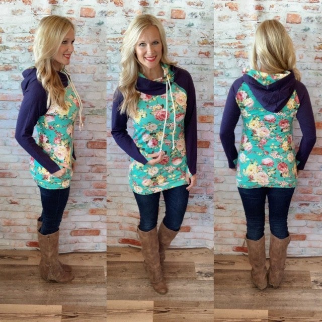 floral double hoodie