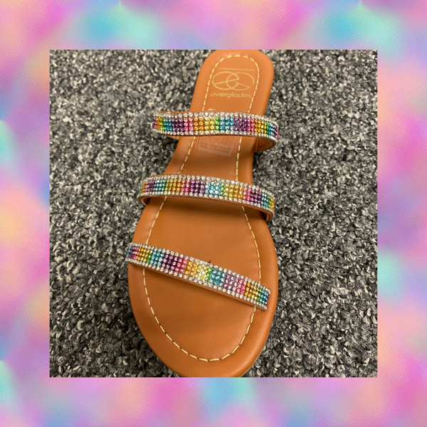 rainbow rhinestone sandals