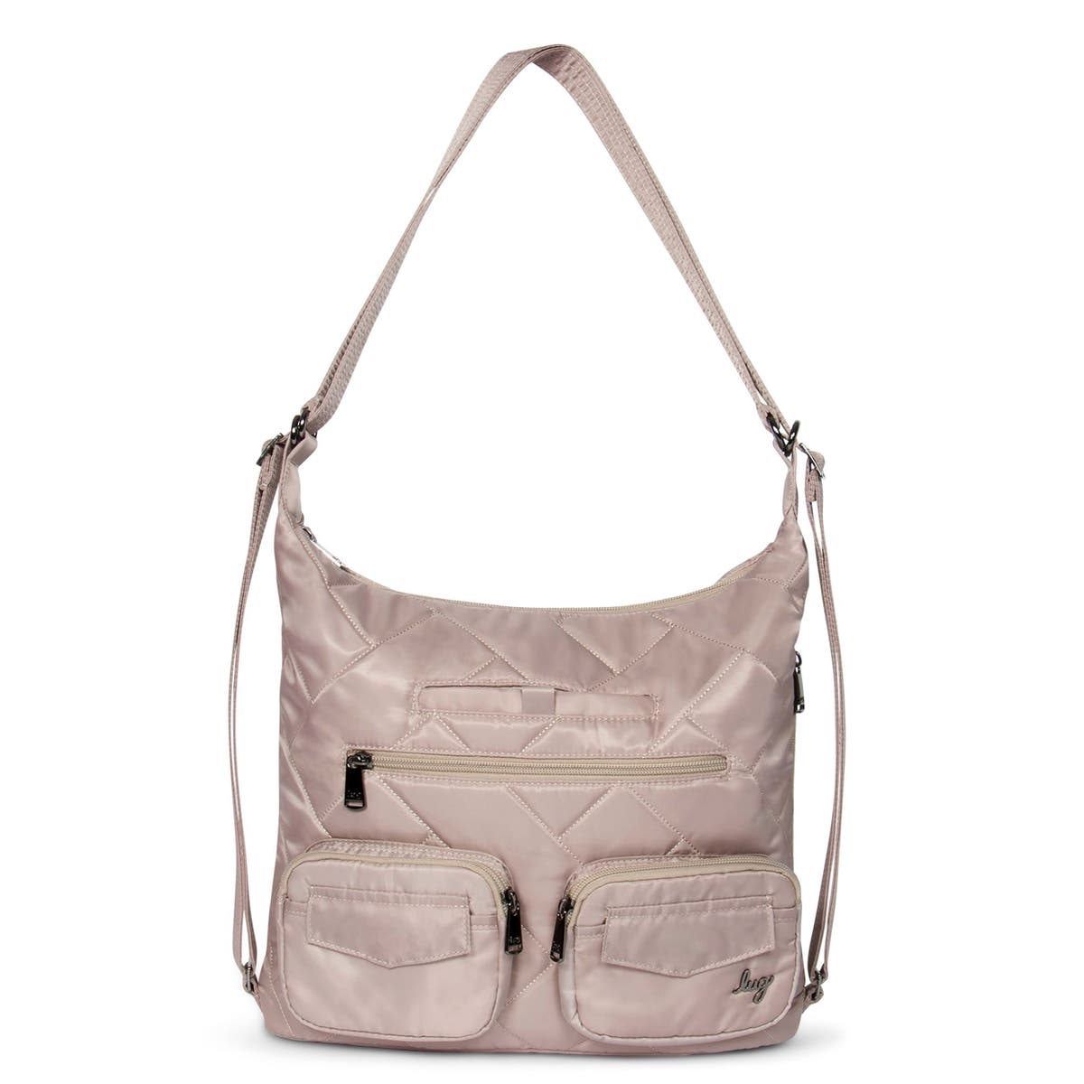Lug Zipliner Vegan Leather Convertible Hobo Backpack Bag Lgt Pink/Camo Rose NWT Zipliner 2 Convertible Hobo Bag | Lug main image 3
