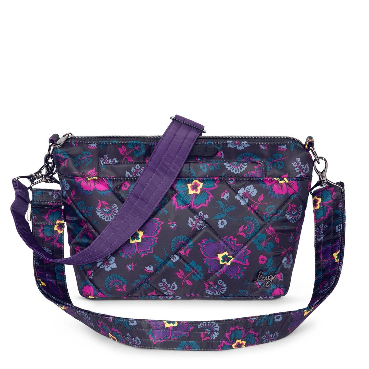lug Quilted Floral Crossbody - Black with Teal & Purple Accents Amazon.com: Lug Flare Crossbody Bag for Women – Organization  main image 3