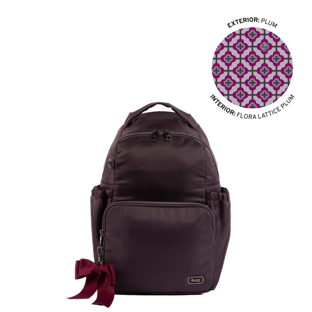 Lug Pattycake Backpack with Bow Plum Lug Patty Cake Backpack with Bow - QVC.com main image 3