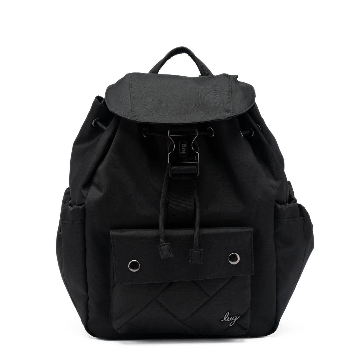 lug Black Wiffle Quilted Flap Backpack with Front Pocket Hatchback 3 Backpack | Lug main image 4