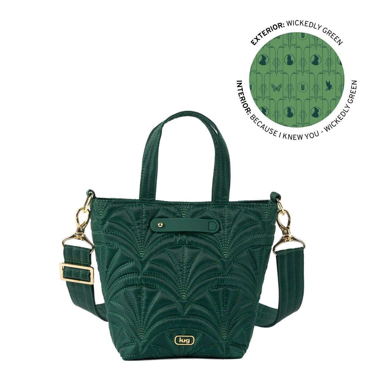 lug Quilted wickedly green saunter Tote Emerald Green Linen Quilted Tote Bag with Blue Ruffles  main image 4