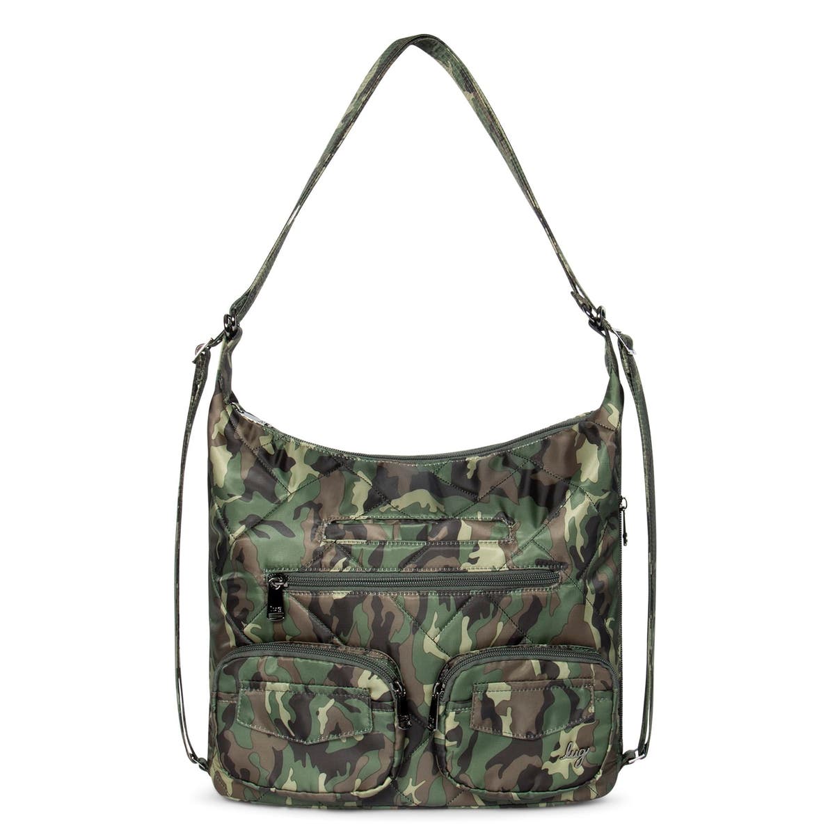 Lug Zipliner Convertible Hobo Backpack Butterfly Gray Purple Quilted Bag New Zipliner 2 Convertible Hobo Bag | Lug main image 3