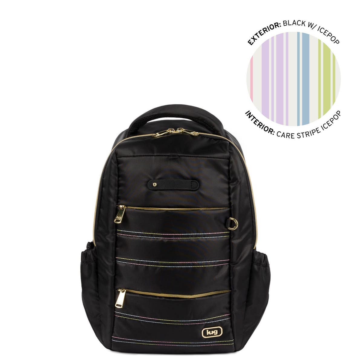 lug Hopper - Black Quilted Backpack with Multicolor Stitching Lug Color-Blocked Backpack - Hopper on QVC - YouTube main image 2