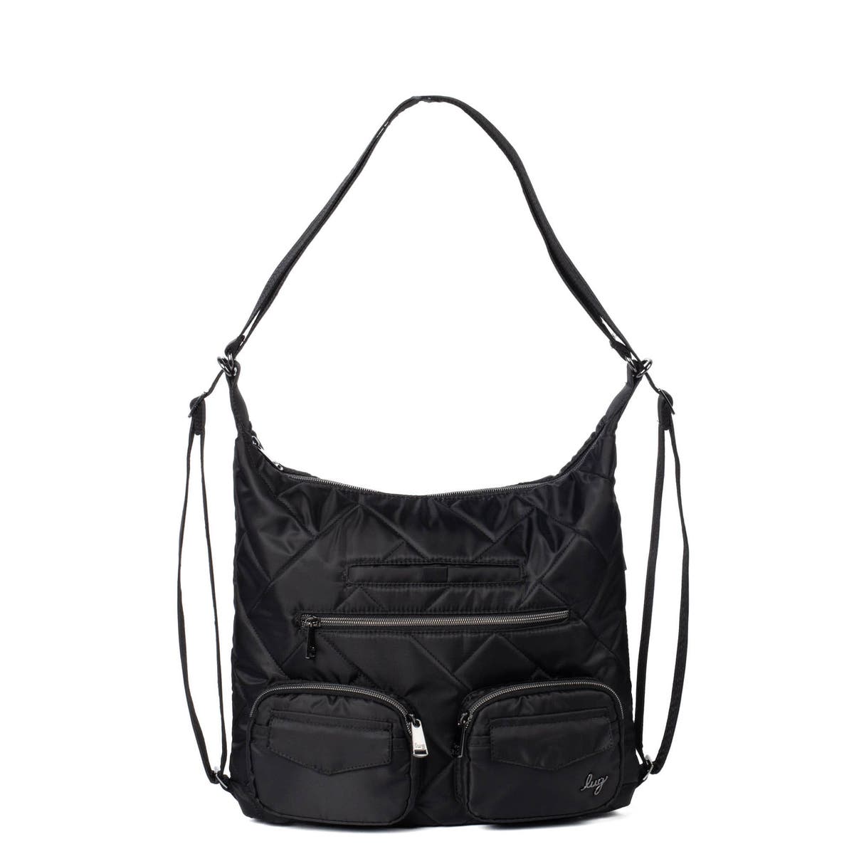 Lug Zipliner Convertible Backpack Hobo Tote Bag Bloom Black EUC Zipliner 2 Convertible Hobo Bag | Lug main image 3