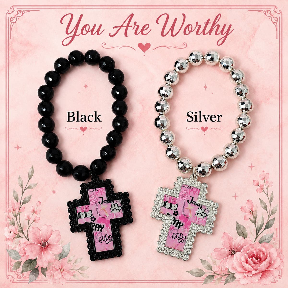 You Are Worthy Cross Bracelet - Rebel Raven | Mindy's Boutique