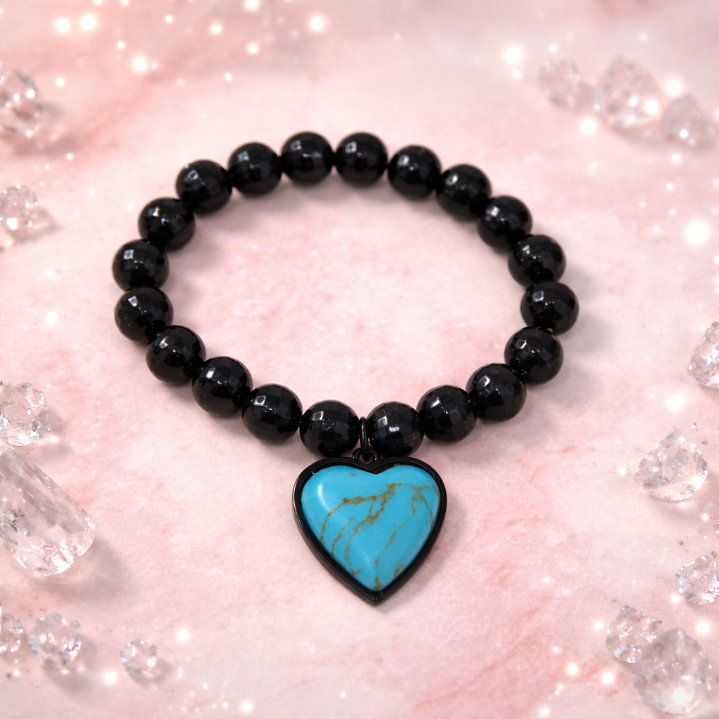 Turq Heart Stretch Bracelet - Rebel Raven | Mindy's Boutique
