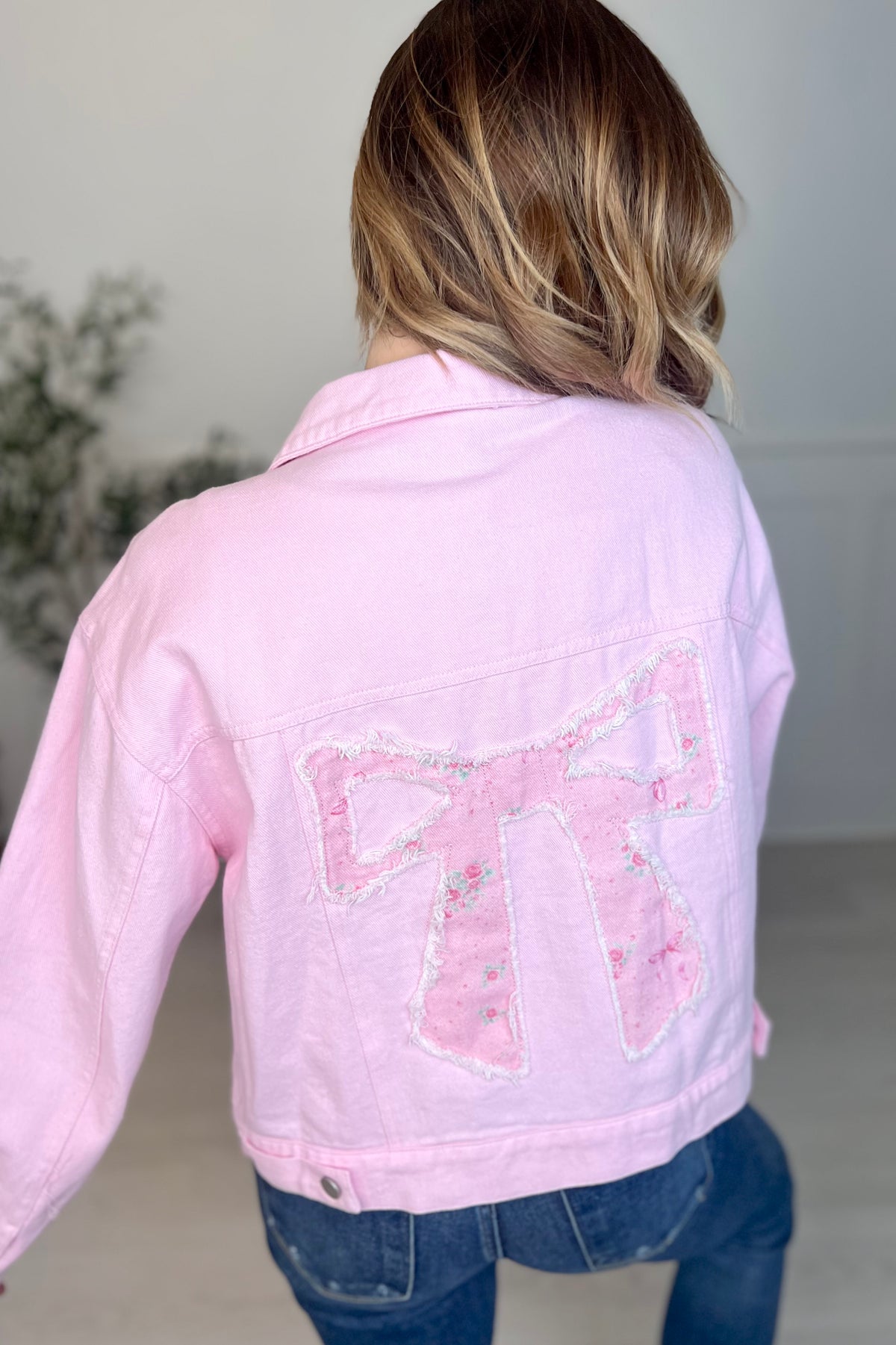 Brielle Floral Bow Denim Jacket Much Ado Boutique Women's