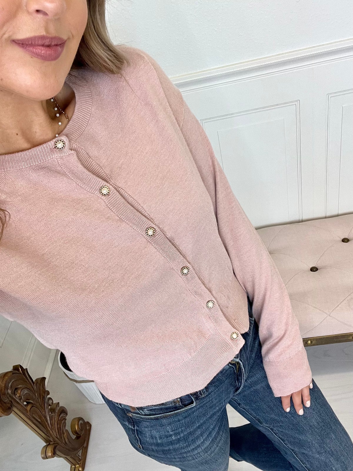 Brielle Pearl Button Up Cardigan | Much Ado Boutique