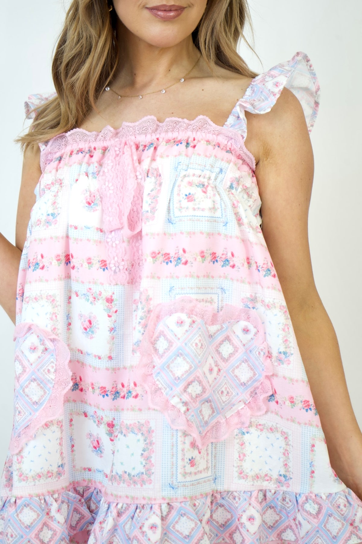 patchwork pink dress Belle Flower Patchwork Dress Women's Floral Lace Long Maxi Dress, Backless Flowy Summer Outfit, L by Nordic Peace