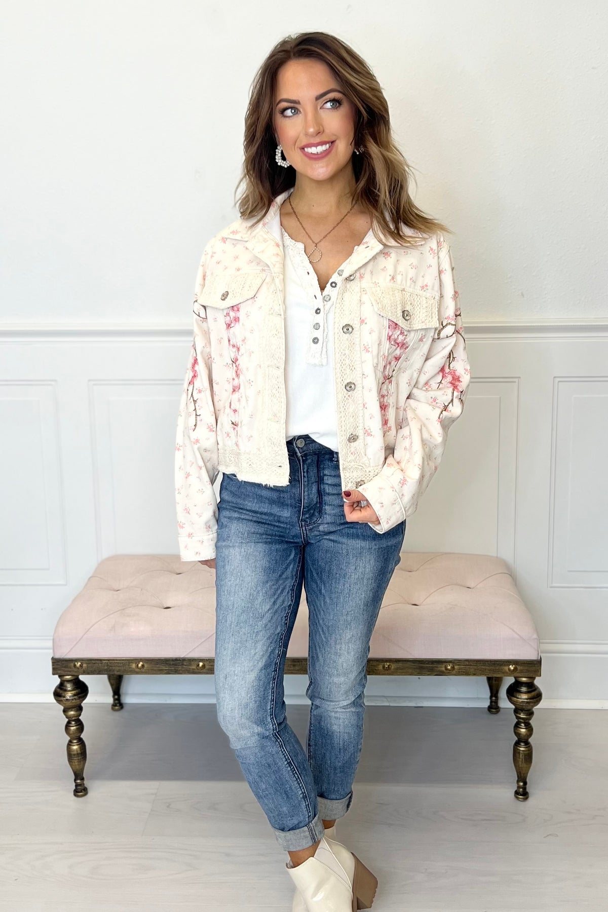 Jacket Outfit Denim Floral Jacket Mexican Floral Embroidered Jeans