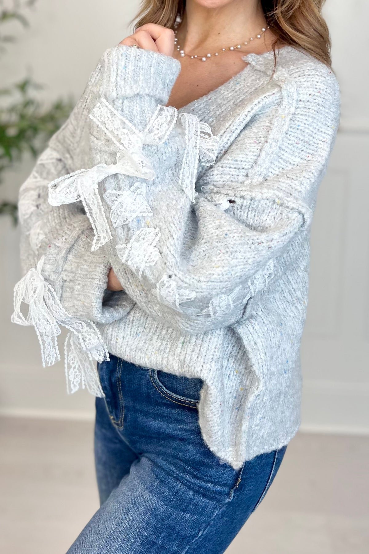 Ophelia Lace-Up Long Sleeve Sweater | Much Ado Boutique