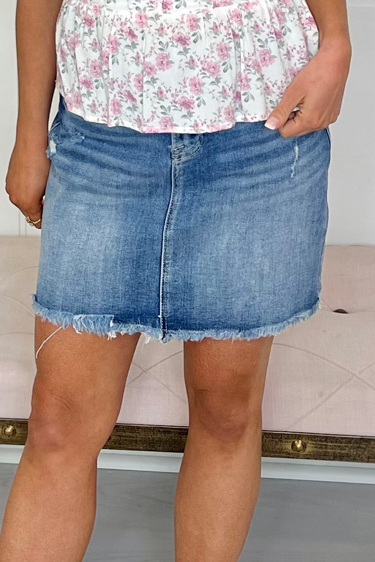 Monica Mid-Rise Denim Skirt Much Ado Boutique Women's Clothing - Main Image