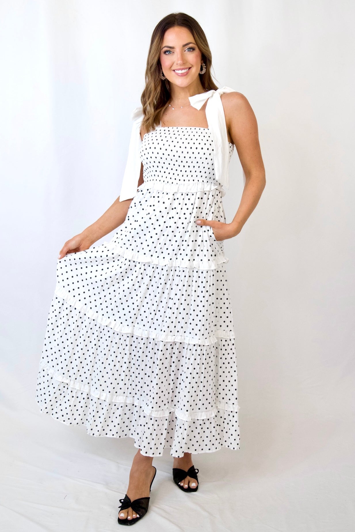 white halter dress midi Petal and Pup Women's Anabelle Neck Pair it with strappy Color:Darkwash Ash romantic boho silhouette Glamorous Black Cute Long