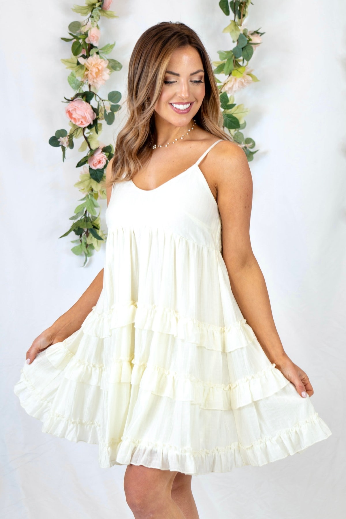 Saylor Tiered Ruffle Dress - ivory/large