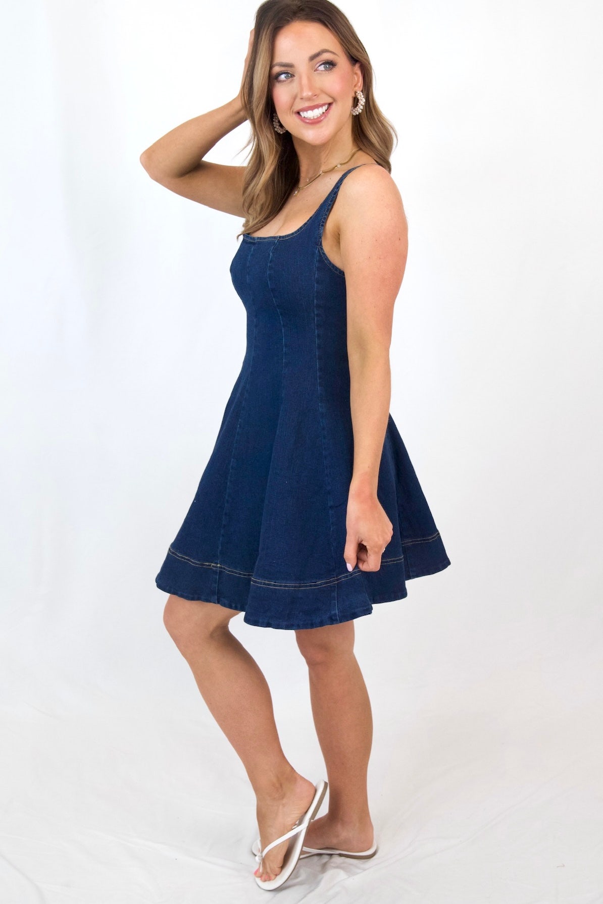 seamed fit and flare dress Nora Square Neck Seamed Fit-and-Flare Dress