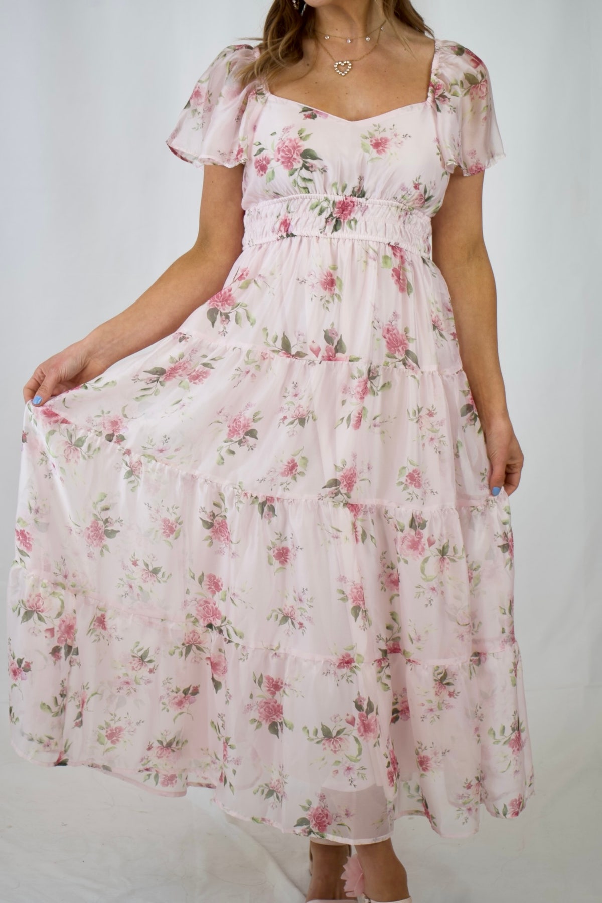 chiffon flounce dress Azazie Kimber