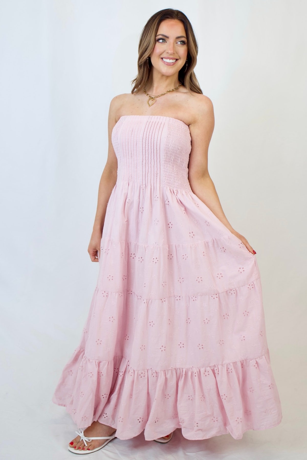 Macey Strapless Eyelet Detailed Dress | Much Ado Boutique