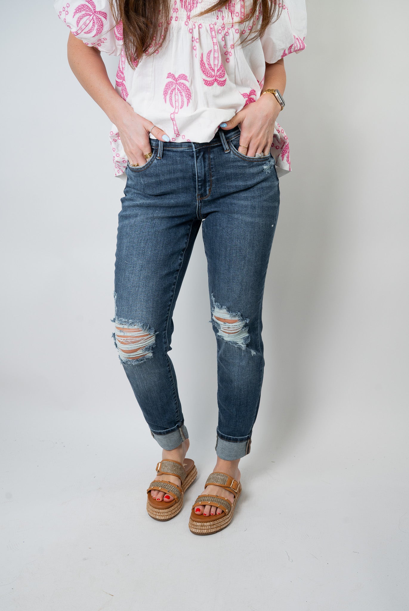 【YOUHEE】24SS LAYERED DENIM PANTS BLUE 유희(YOUHEE) COTTON LAYERED BANDING WIDE PANTS NAVY - 사이즈