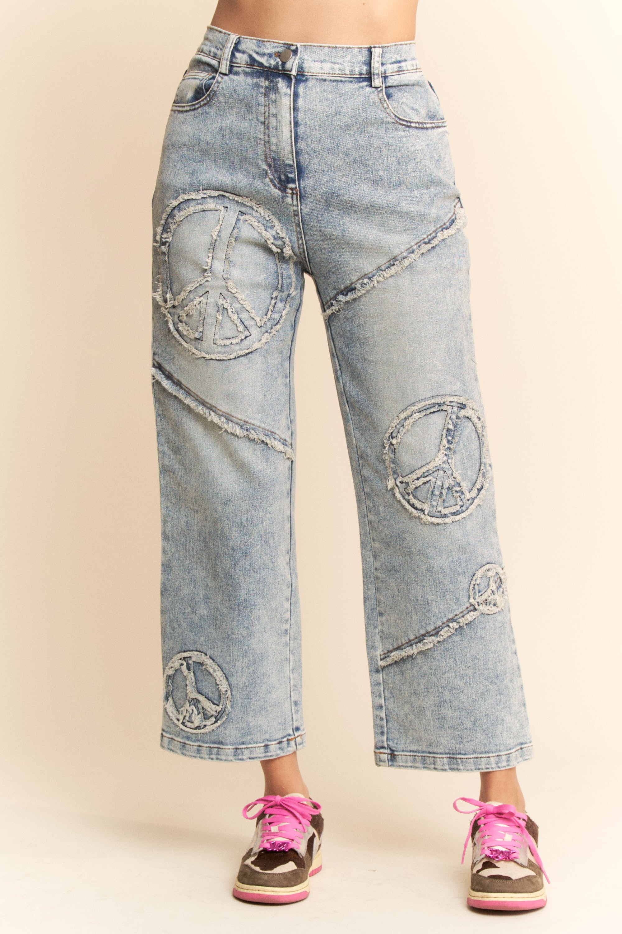 Peace Love & Harmony Denim Pants | O'Reillys Boutique | Women's