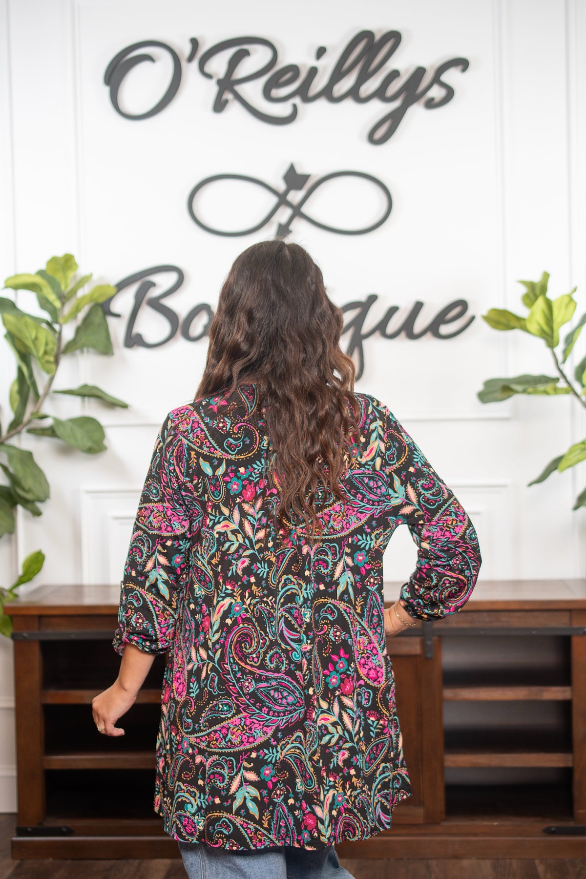 Dear Scarlett Lizzy Cardigan- Black & Bright Paisley *Final Sale