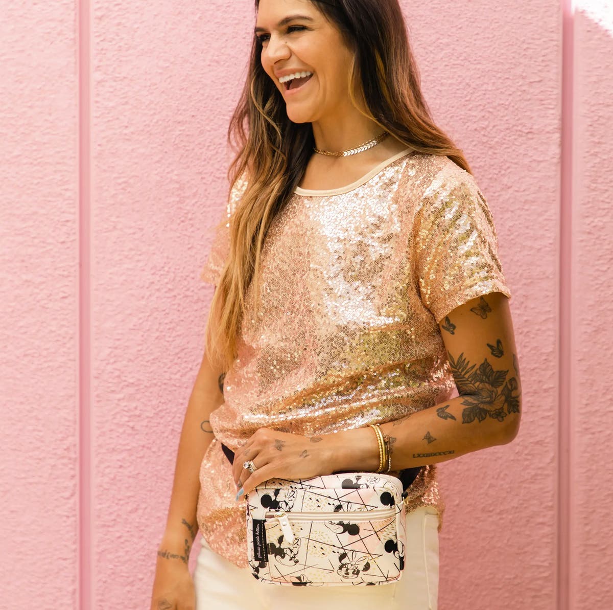 Shimmery Minnie Mouse Adventurer Belt Bag