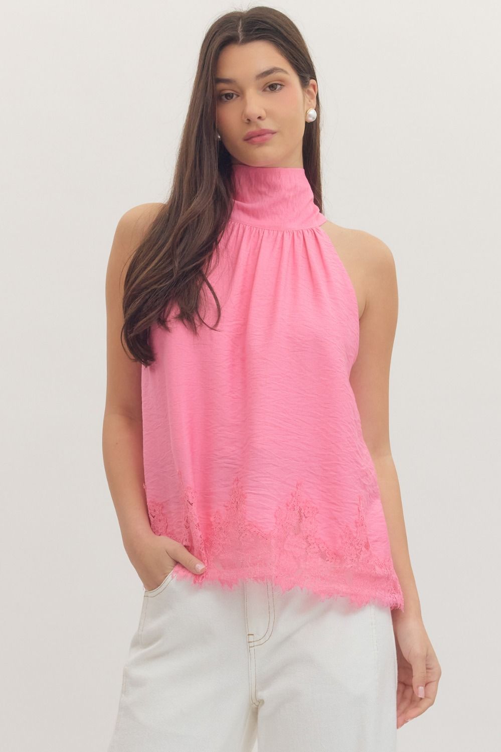 トップス Paula lacey chiffon tops AM1801 ANDMARY】Paula lacey chiffon tops