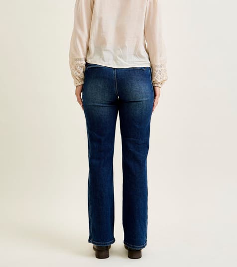 Jean bleu large évasé taille élastique - Cozette Lille Jean bleu large évasé taille élastique - Cozette Lille