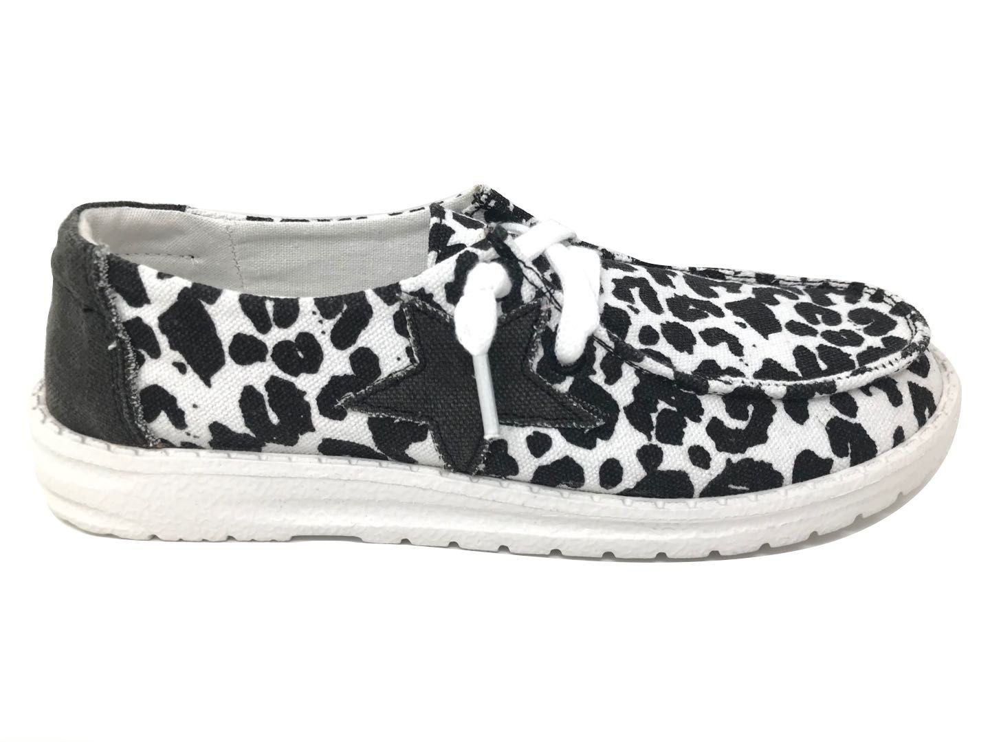 STARSTRUCK COW PRINT SNEAKERS Paula's Boutique on Broad - Main Image