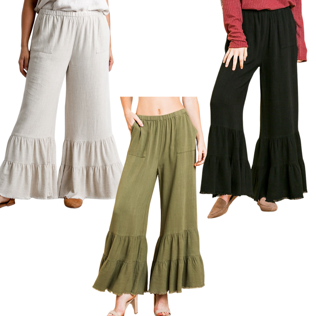 UMGEE RUFFLE LEG PANTS | Paula's Boutique on Broad