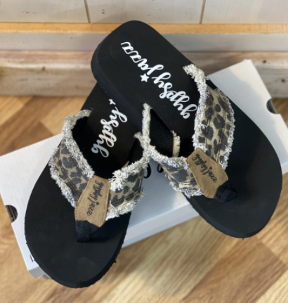 leopard wedge flip flops