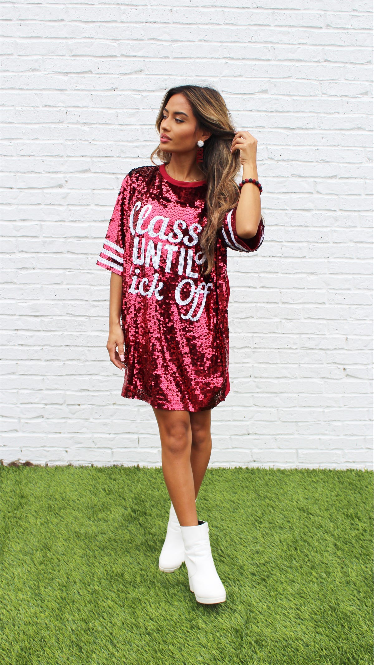 slim fit dress slacks Game Day Glitter Dress