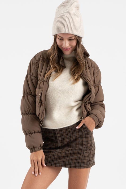 Celebrate The Journey Crop Puffer Jacket