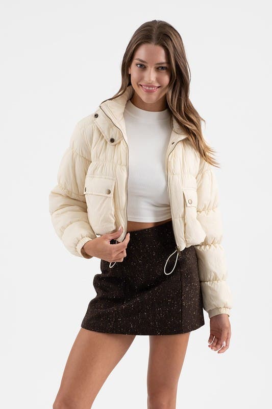 Celebrate The Journey Crop Puffer Jacket