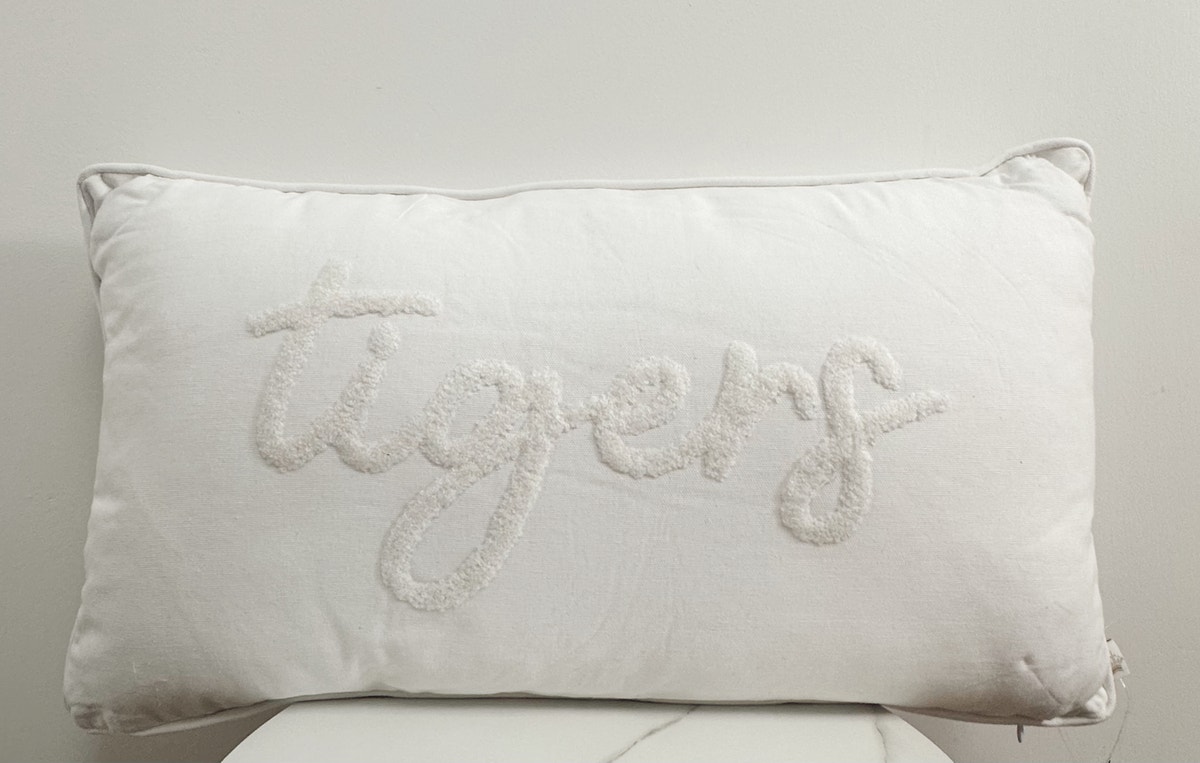 Fighting Tigers Embroidered Pillow *Final Sale*