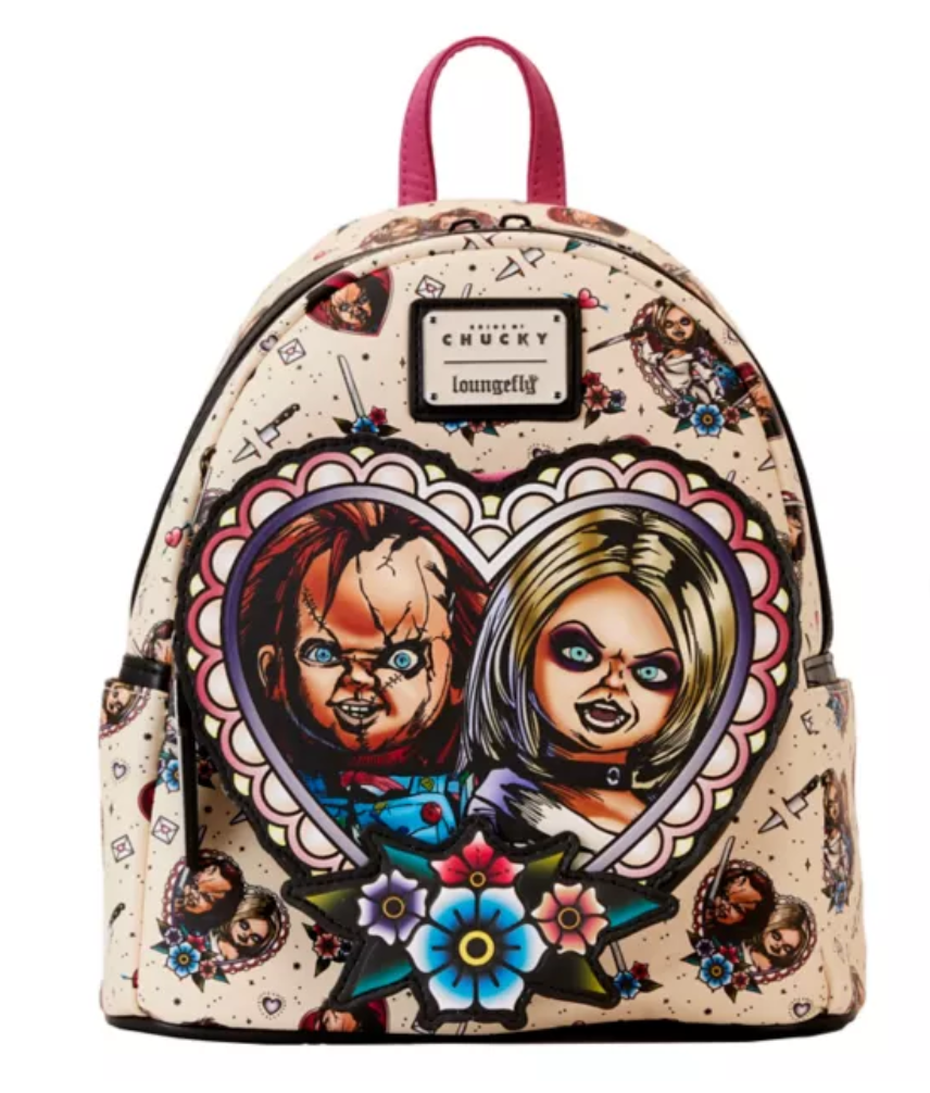 bride of chucky mini backpack Loungefly Chucky and Tiffany Heart Mini Backpack - Bride of Chucky