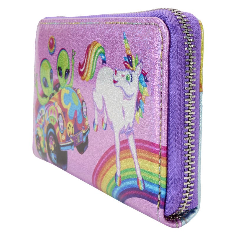 Loungefly Lisa Frank Holographic Glitter Color Block Zip
