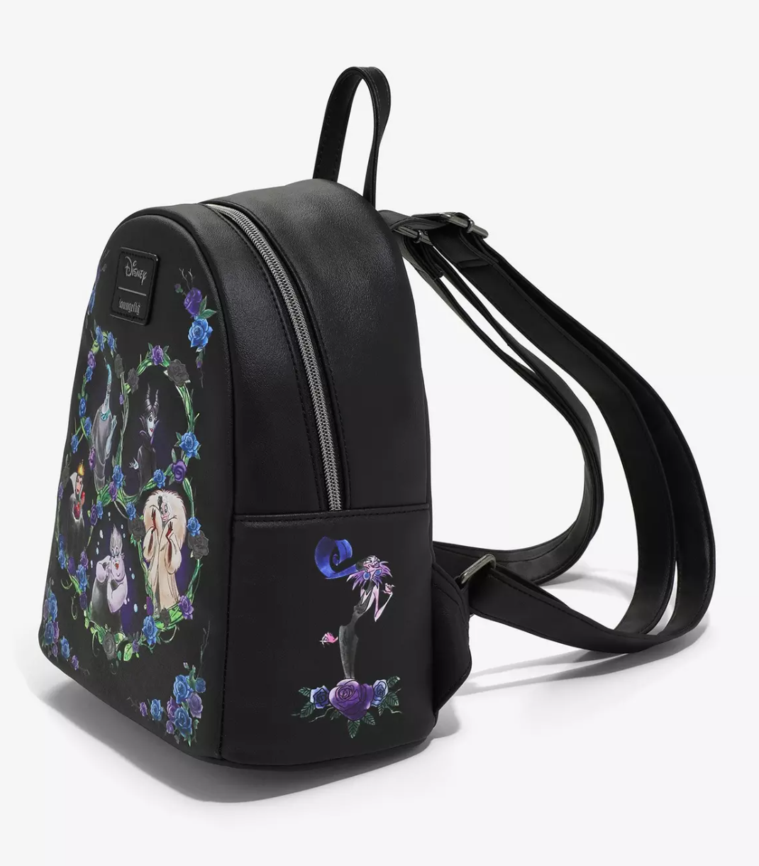 Villains Floral Mini Backpack - Black & Red Loungefly Disney Villains Floral Mini Backpack New | eBay main image 3