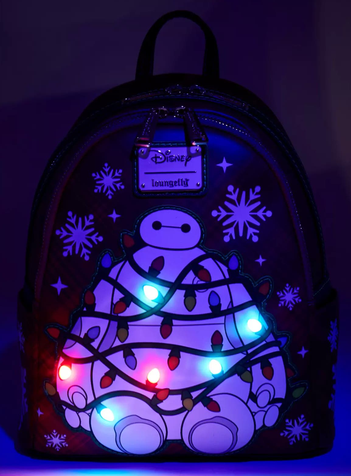Loungefly Disney Big Hero 6 Baymax Holiday Plaid Light-Up  display picture 1