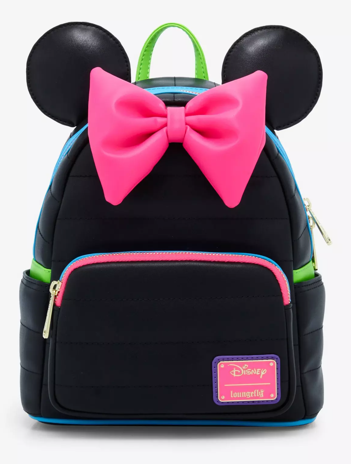 Loungefly Disney Minnie Mouse Neon Ears Black Mini Backpack