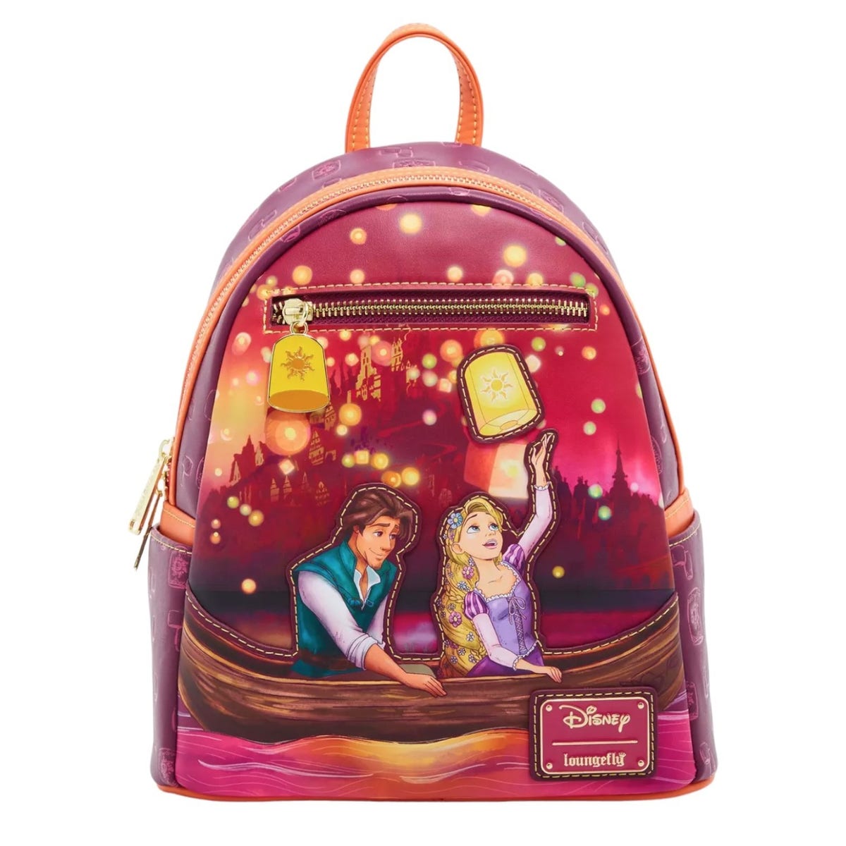 LOUNGEFLY Disney Tangled Rapunzel Flynn Boat Scene Glow-in-the-Dark Mini  Backpack